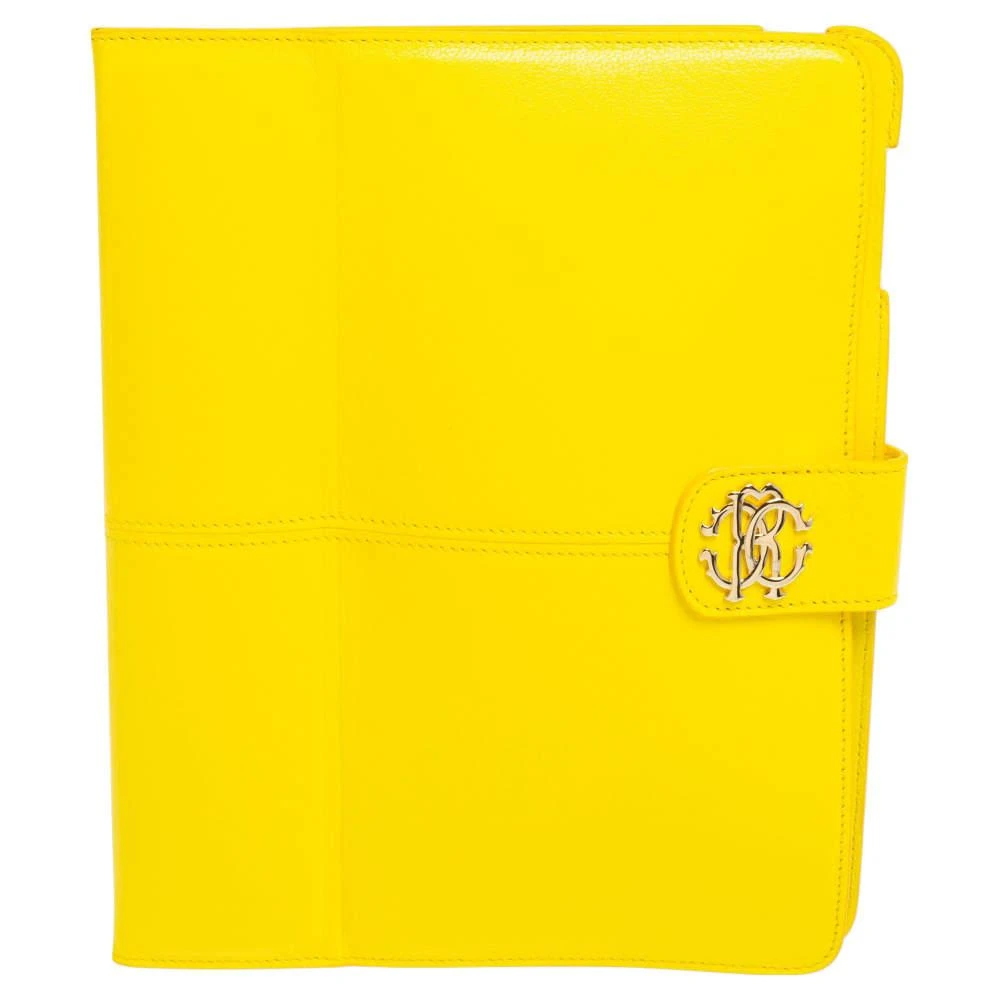 Roberto Cavalli Roberto Cavalli Yellow Leather Logo Buckle Detail Tablet Case 1