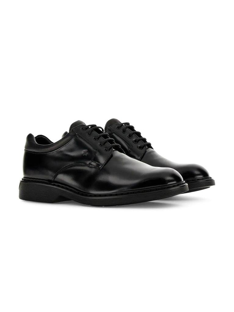 hogan Black Leather Dress Shoes