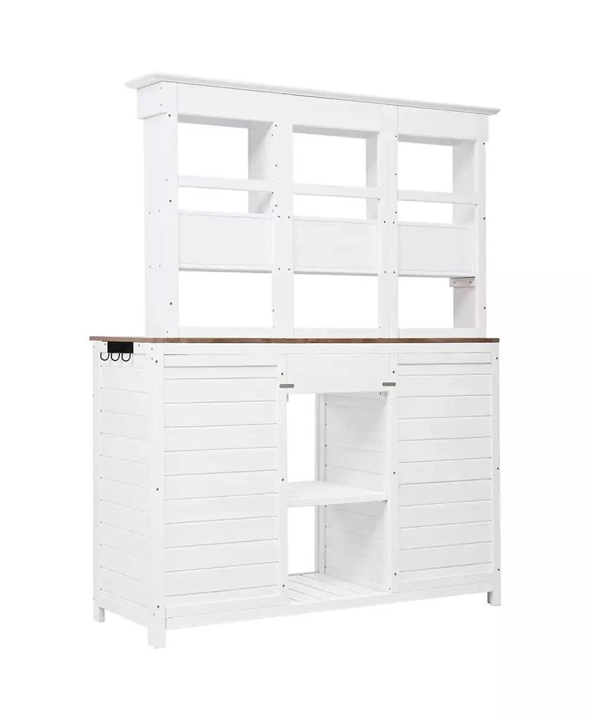 Mondawe Garden Potting Bench Table with Hutch, Patio Storage Workstation 6