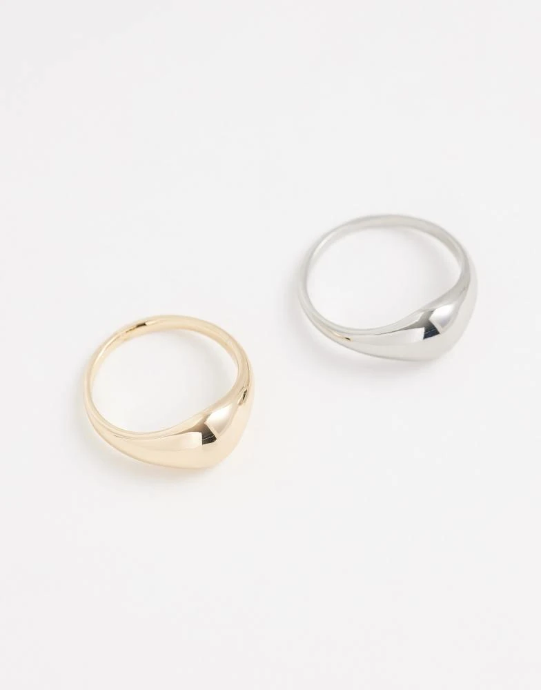 ASOS ASOS DESIGN Curve pack of 2 bubble rings in gold and silver tone