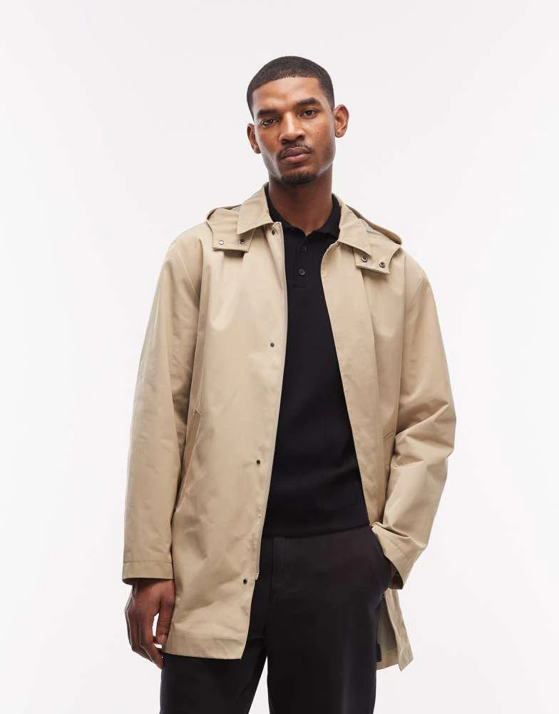 ASOS ASOS DESIGN stormMAX™ relaxed water resistant trench coat in stone