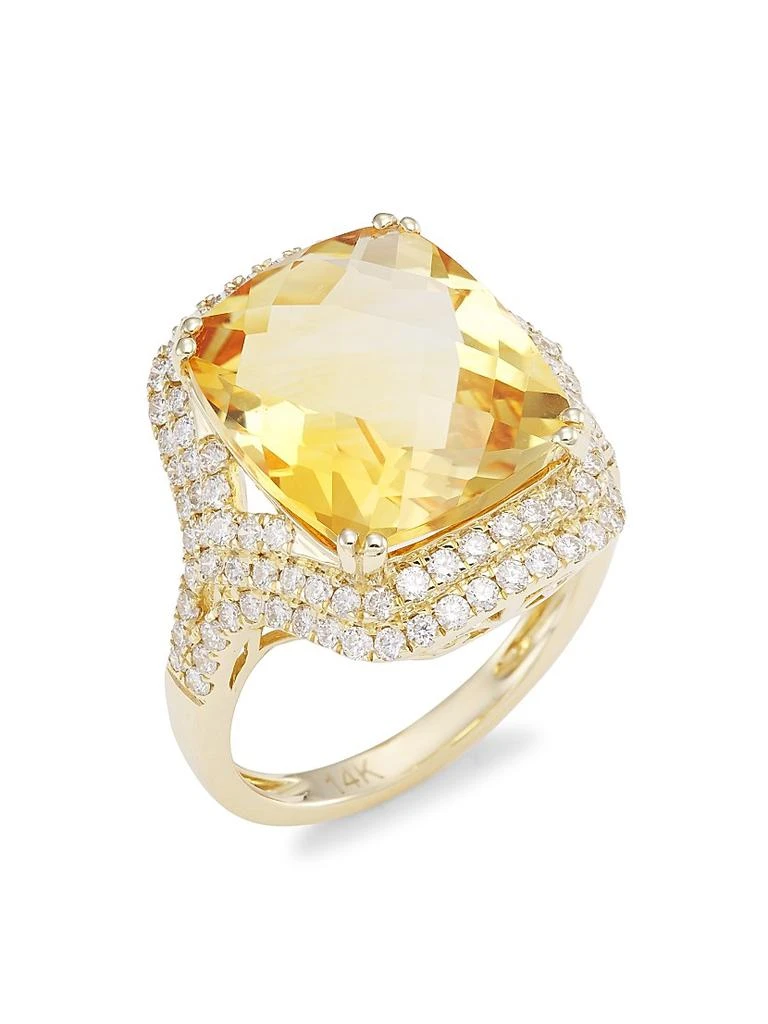Saks Fifth Avenue Collection 14K Yellow Gold, Citrine & Diamond Cushion Ring 1