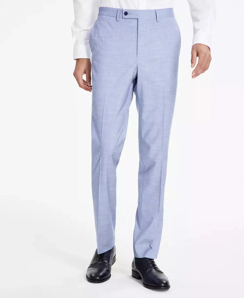 DKNY Men's Modern-Fit Bi-Stretch Light Blue Check Suit Separate Pants 2
