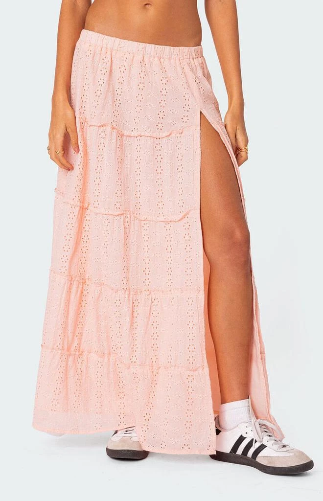 Edikted Tiered Eyelet Slitted Maxi Skirt 2