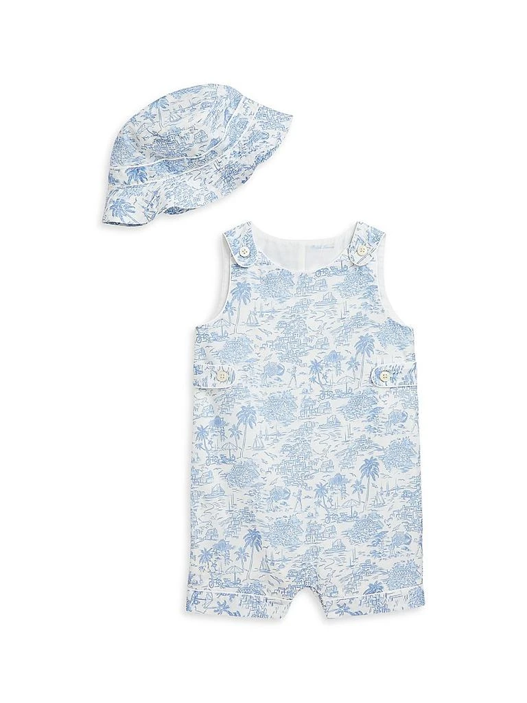 Ralph Lauren Baby Boy
s Riviera-Print Cotton Shortall 
Bucket Hat Set