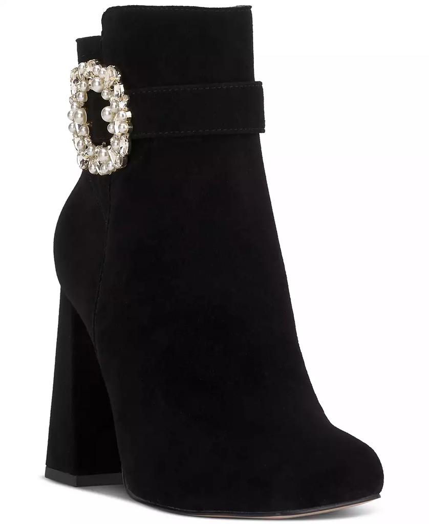 Jessica Simpson Women's Luminna Embellished Buckle Block-Heel Booties