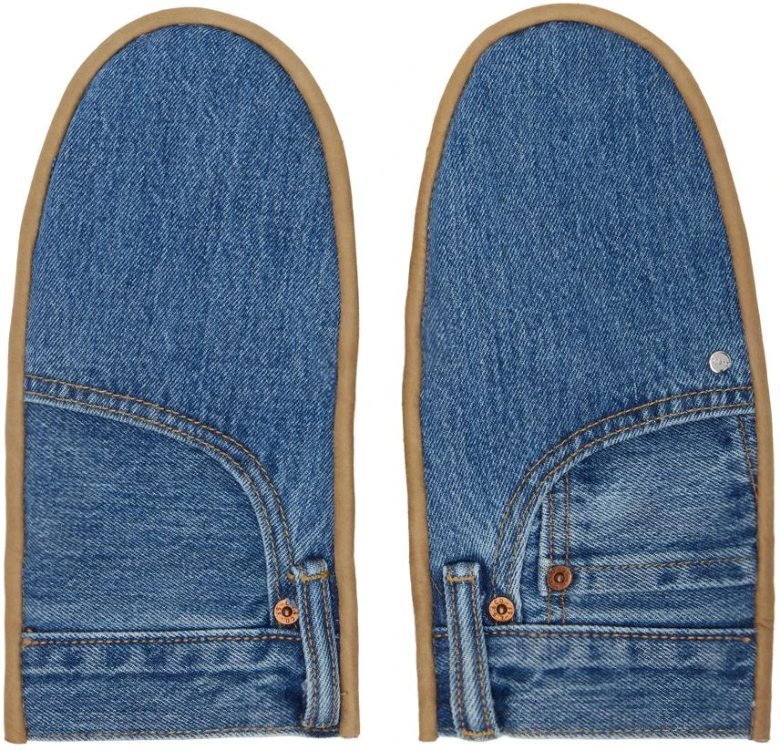 Bless Blue 
Tan Pocketgloves Mittens