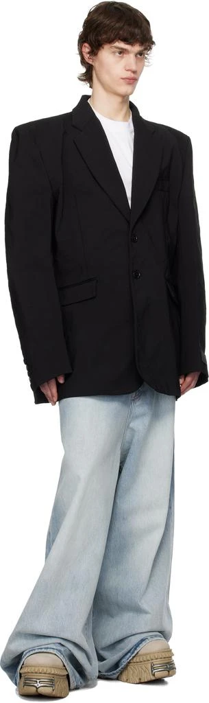Vetements Black Metalized Wrinkled Single Breasted Blazer 4