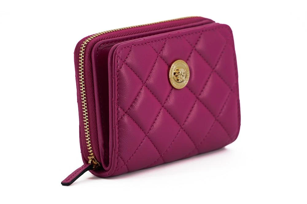 Versace Versace Purple Nappa Leather Bifold Zip Around Wallet 3