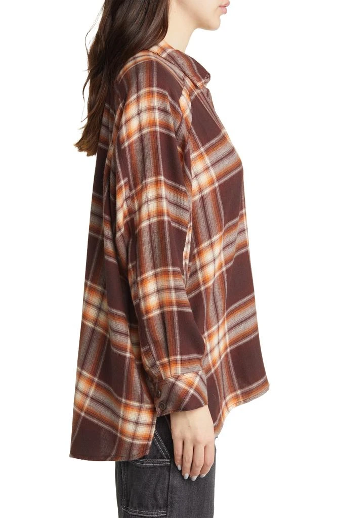 BDG Urban Outfitters Brendon Plaid High-Low Flannel Button-Up Shirt 3