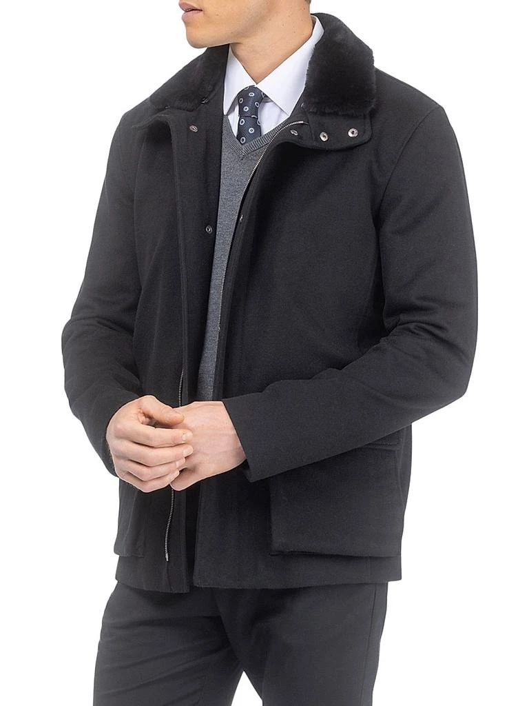 Gorski Wool Jacket with Detachable Merino Shearling Lamb Collar 4