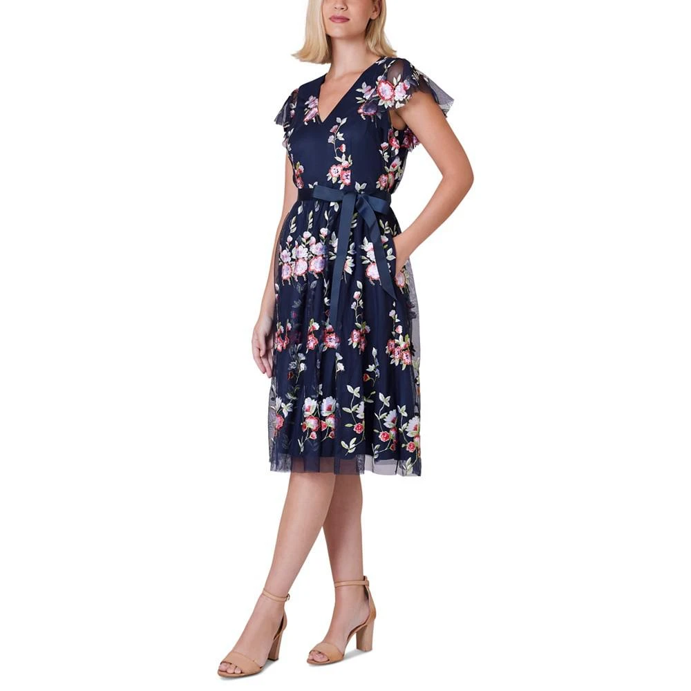 Jessica Howard Petite Flora-Print Flutter-Sleeve Midi Dress 3