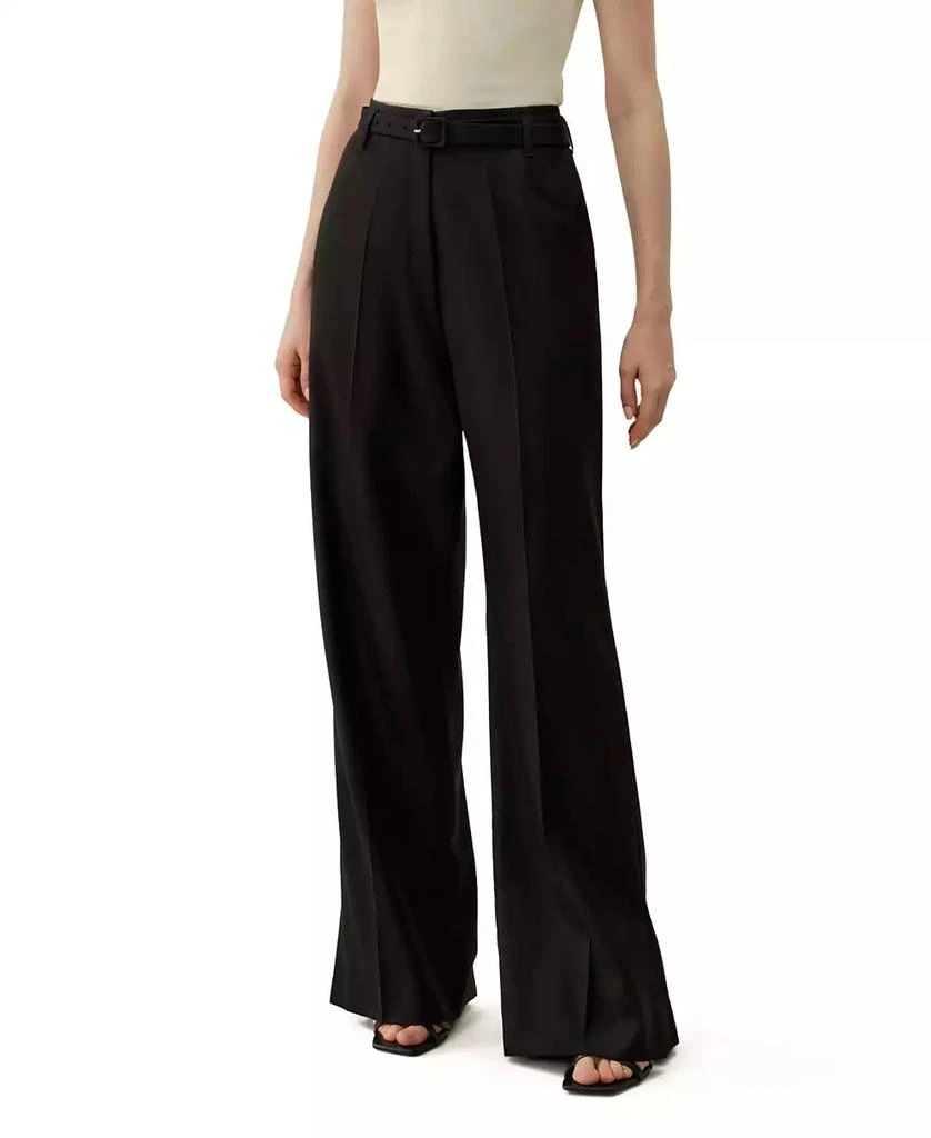LILYSILK Women
s Silk Wool High-Waisted Wide-Leg Pant