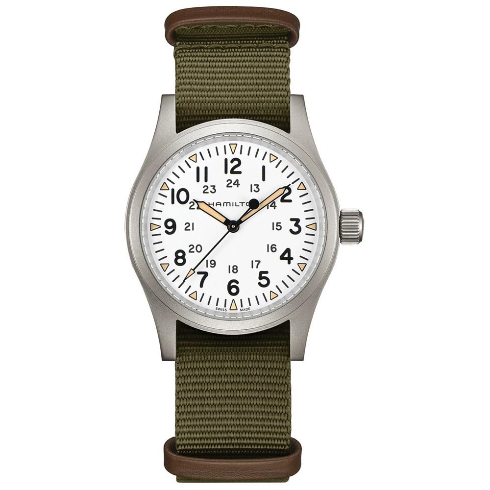 Hamilton Men's Swiss Mechanical Khaki Field Green Nato Strap Watch 38mm