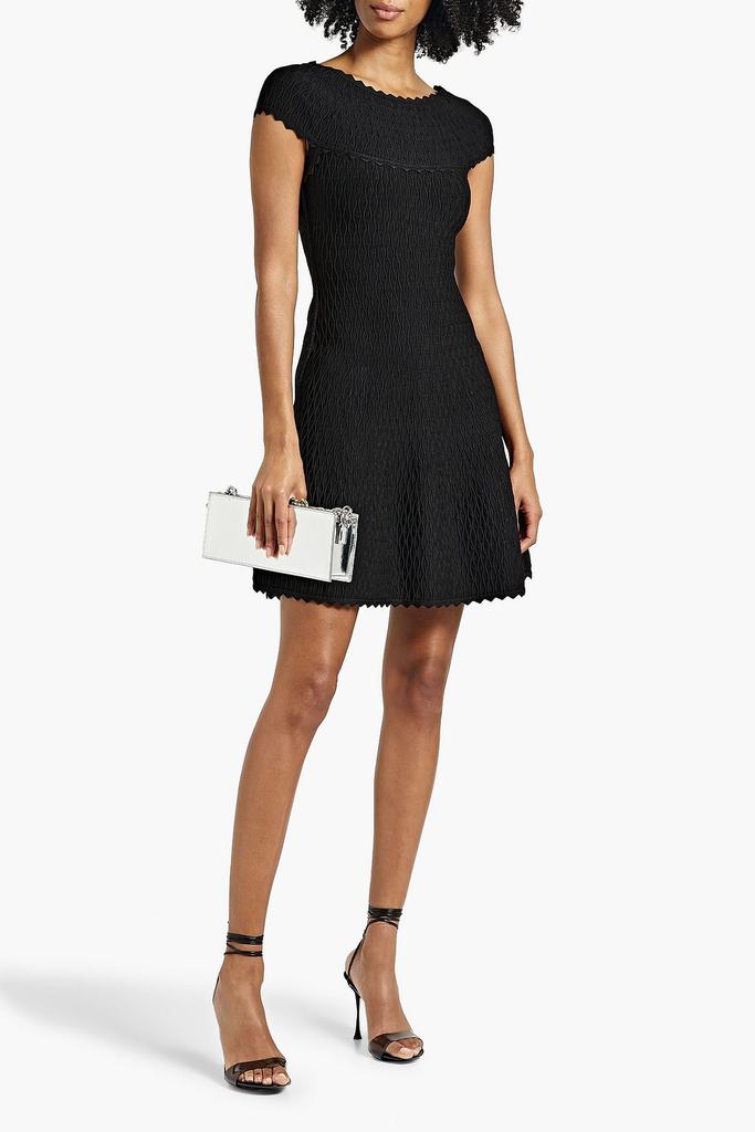 Herve Leger Scalloped jacquard-knit mini dress
