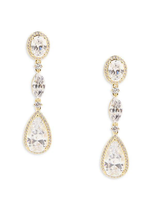 Nadri ​18K-Gold-Plated Cubic Zirconia Three-Drop Clip Earrings 1