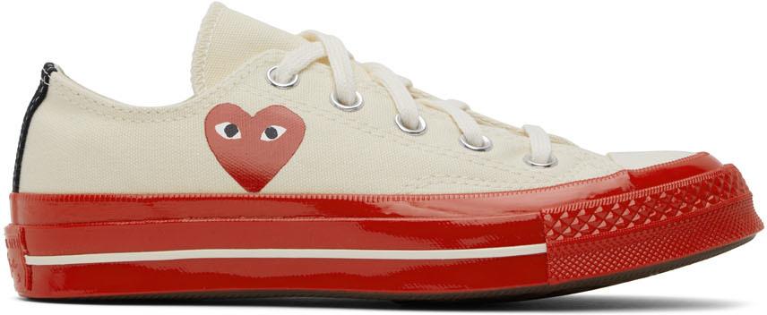 Comme des Garcons Off-White & Red Converse Edition Chuck 70 Low-Top Sneakers