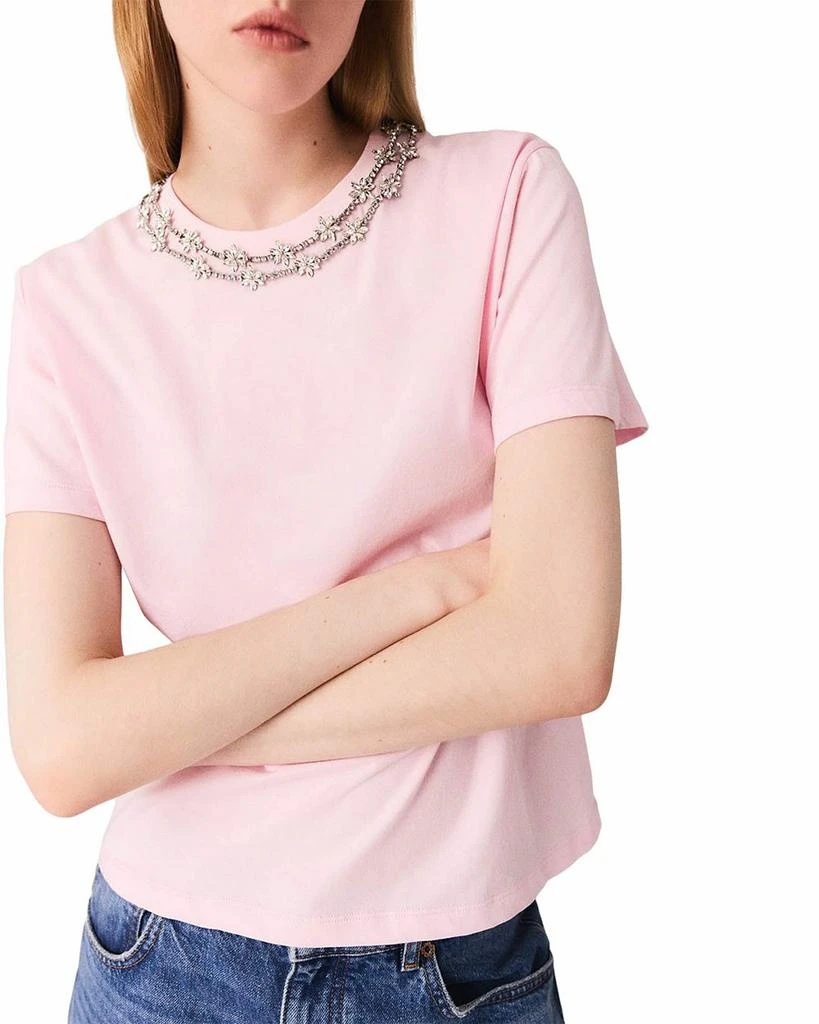 Maje Short Sleeve Jewel Neck Tee 2