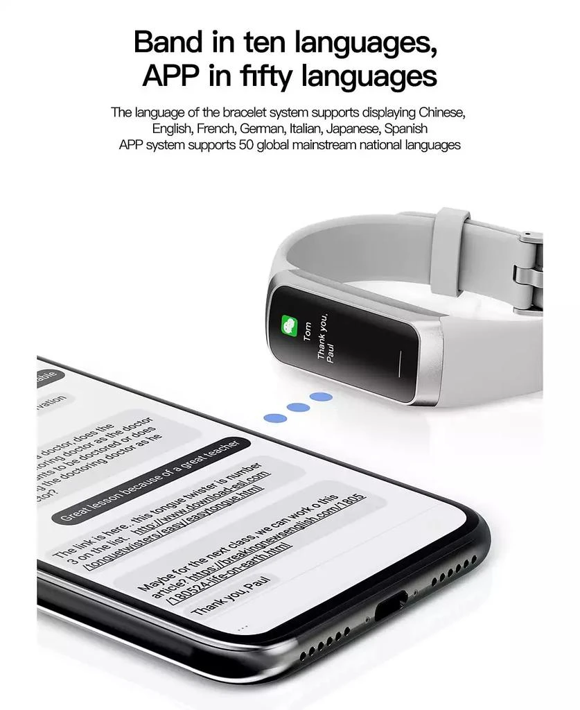 RUXING Smart RUXING IP67 Waterproof Activity Tracker 24H Health Sleep Monitor for Compatibility Android and iOS -Gray 6