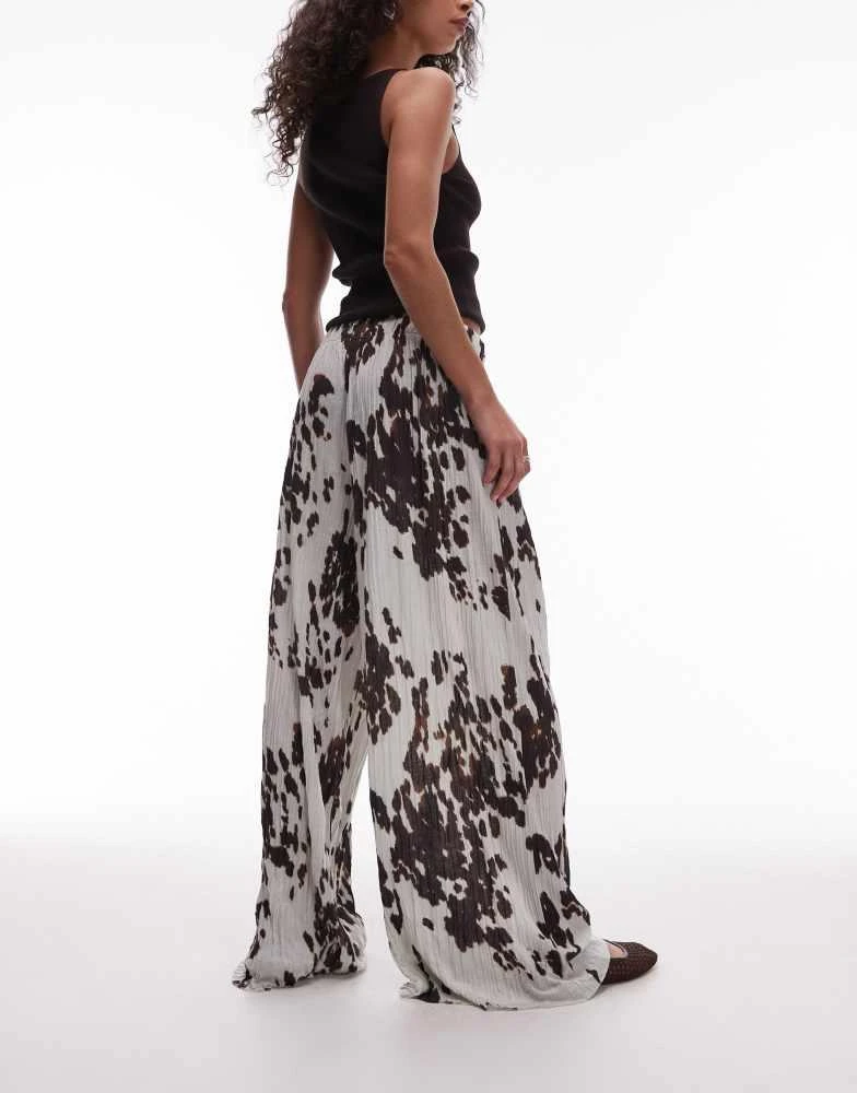 Topshop Topshop crinkle wide leg trousers in cow print 5
