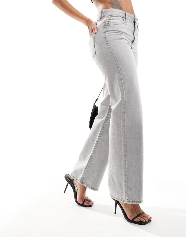 River Island River Island high rise straight leg jeans in grey 3