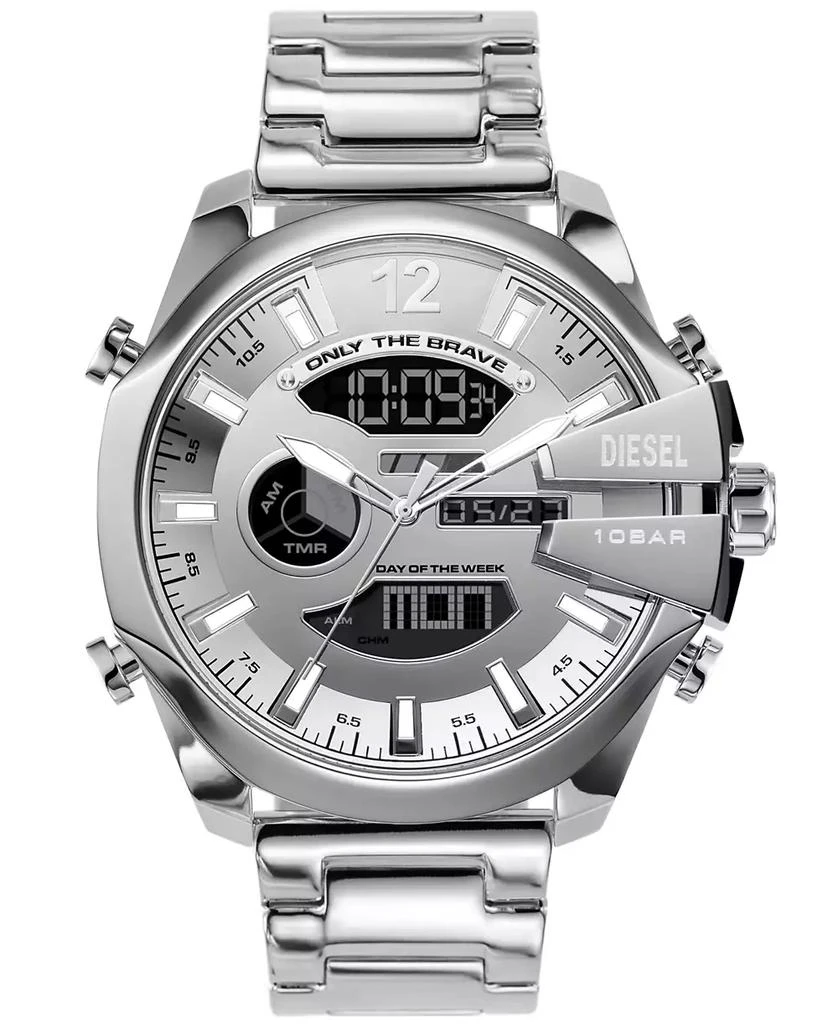 Diesel Men's Mega Chief Digital Silver-Tone Stainless Steel Watch 51mm 1