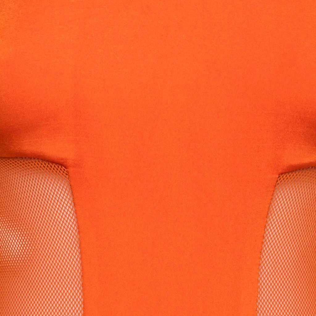 CUSHNIE Cushnie Et Ochs Tangerine Orange Stretch Satin Jersey Mesh Paneled Gown S 4
