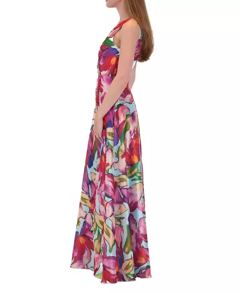julia jordan Women's Printed V-Neck Sleeveless Organza Gown 2