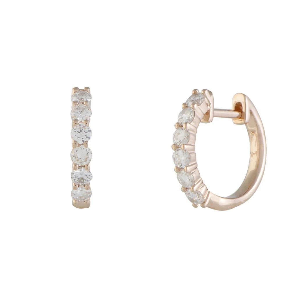 Non Branded 14K Rose Gold 0.75 ct Diamond Hoop Earrings 1