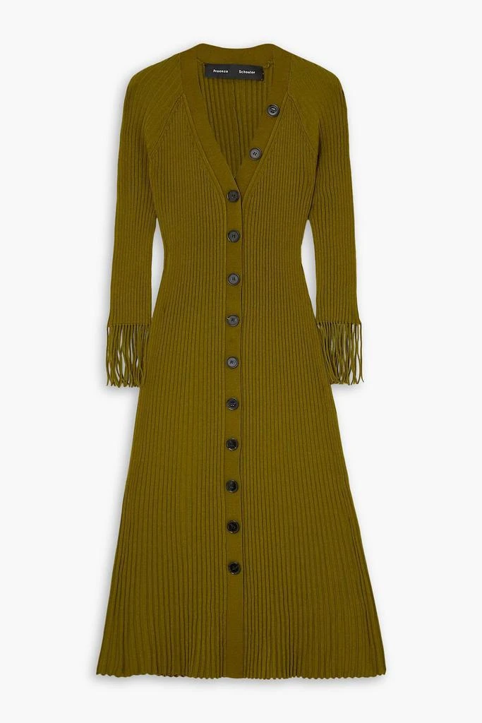 Proenza Schouler Fringed ribbed-knit midi dress 1