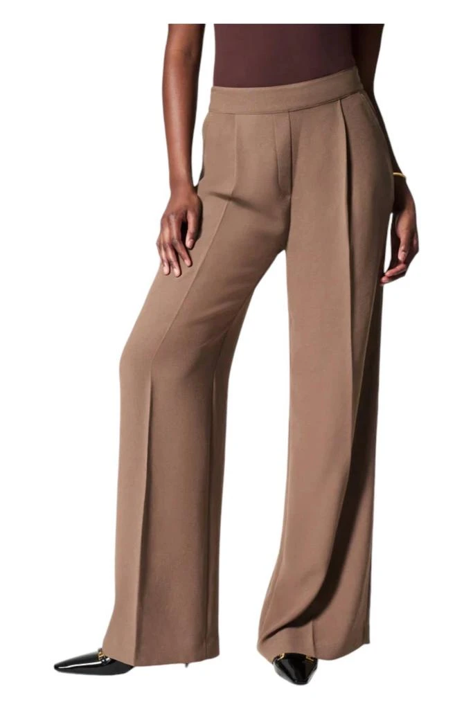 SPANX Crepe Pleated Trousers In Cedar 1