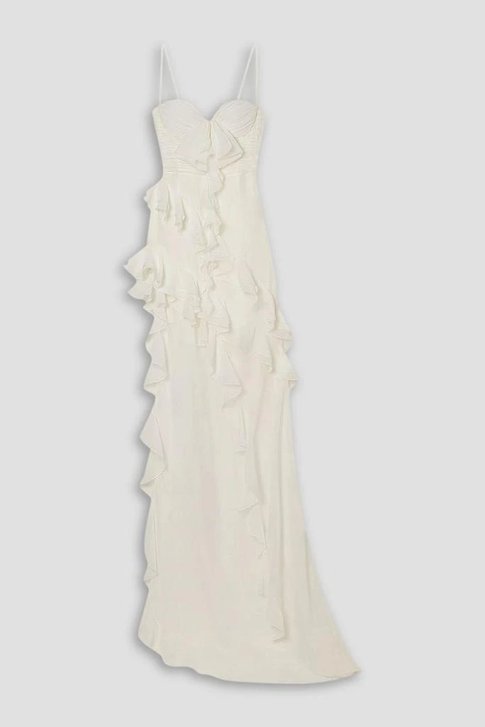 Alessandra Rich Asymmetric ruffled silk-georgette gown 1