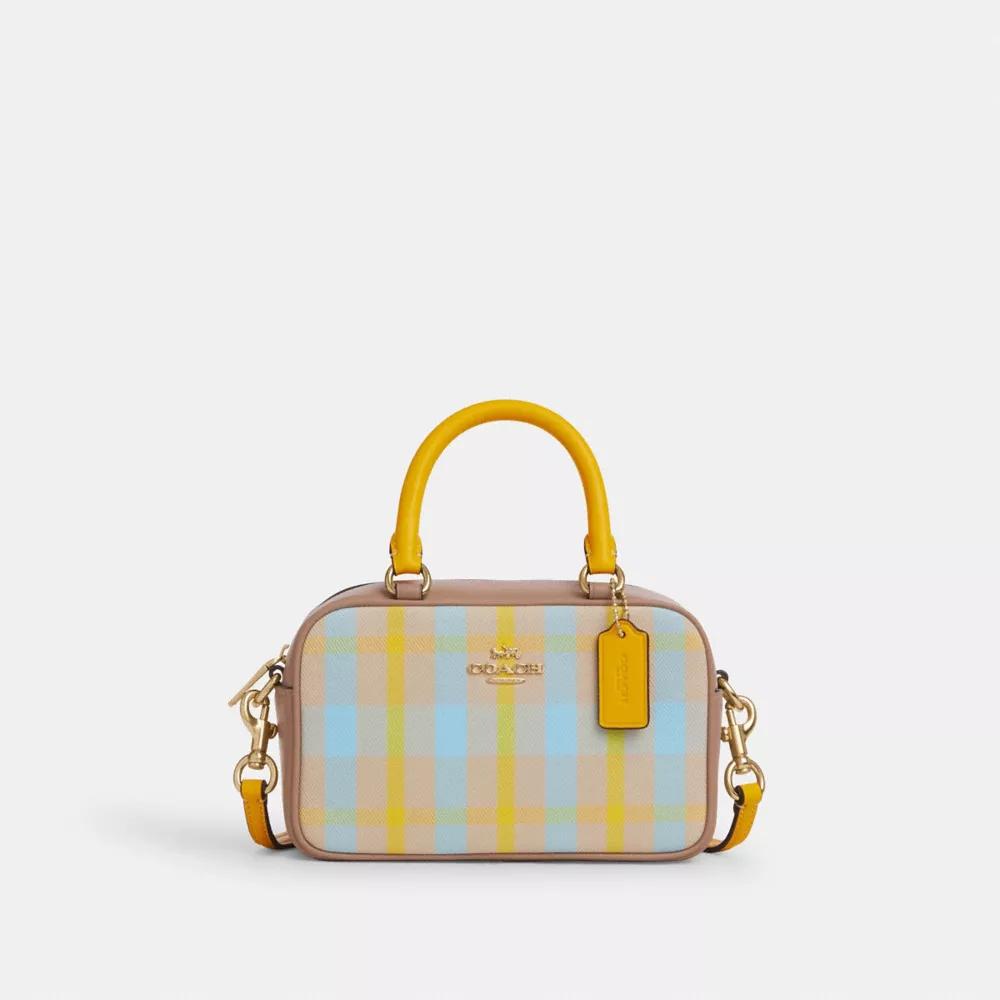 Coach Satchel Crossbody Bag With Plaid Print