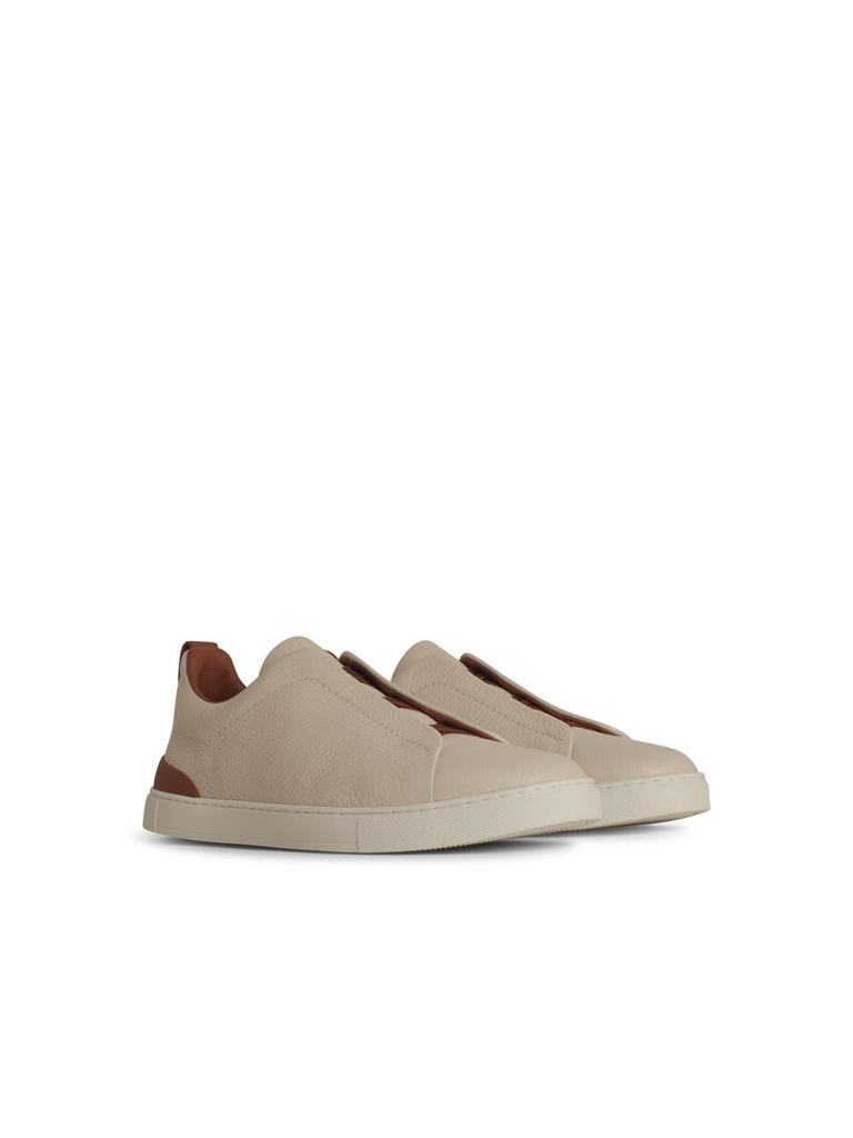 Zegna triple Cream Leather Sneakers