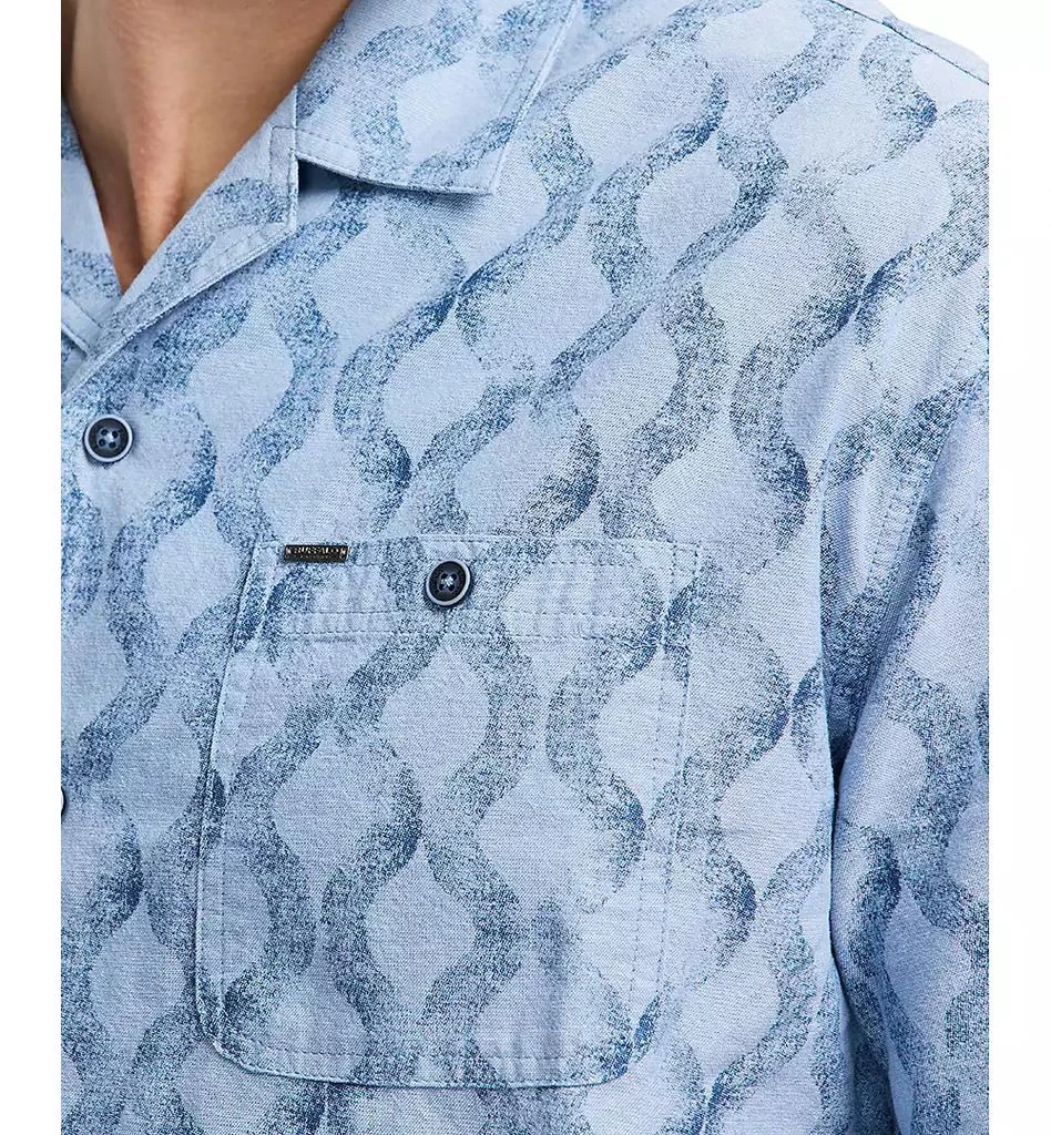 BUFFALO David Bitton Men's Sonix Relaxed Fit Short Sleeve Wave Print Button-Front Camp Shirt 6