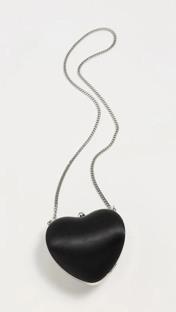 Self Portrait Black Satin Top Handle Heart Clutch 3