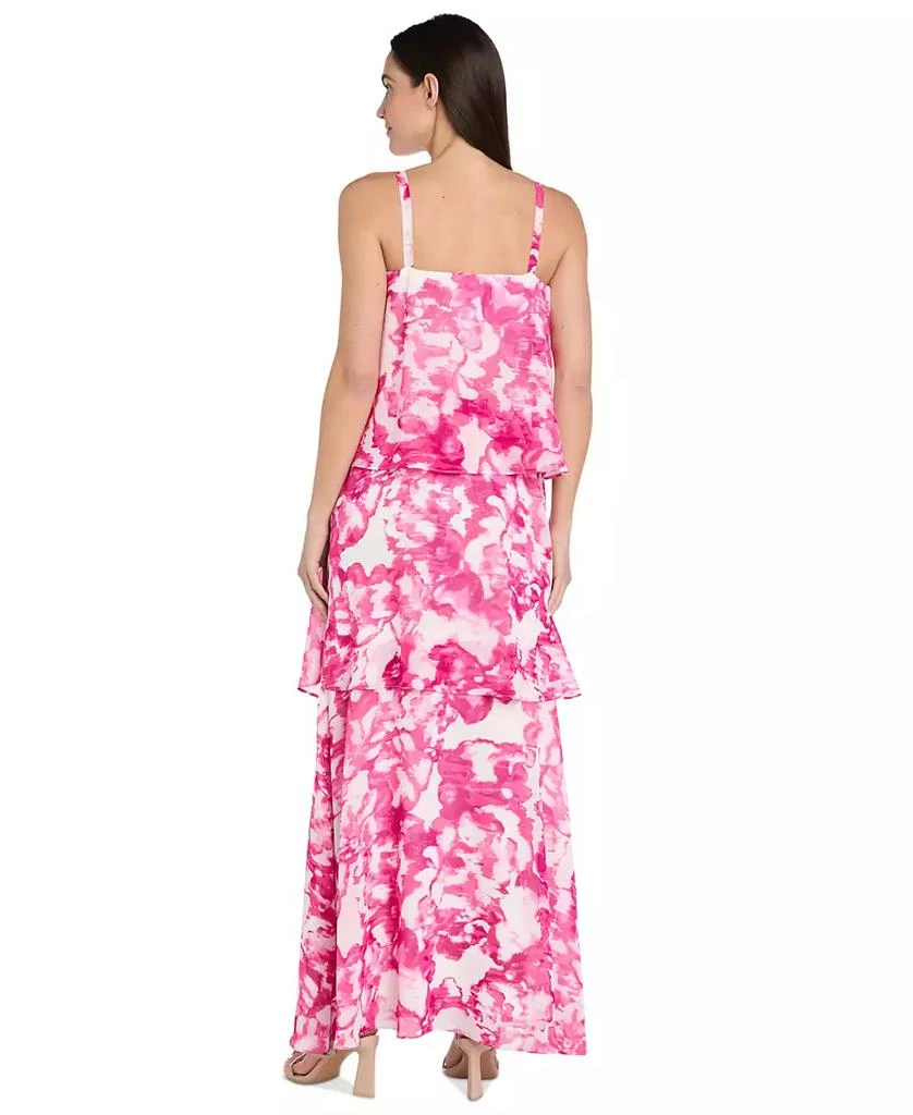 R & M Richards Women's Printed Tiered Chiffon Dress 4