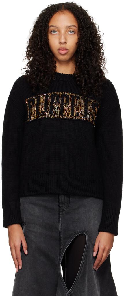 Puppets and Puppets Black Spiderweb Sequin Sweater