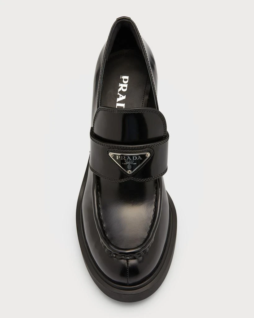Prada Chocolate Flow Heeled Loafers 5