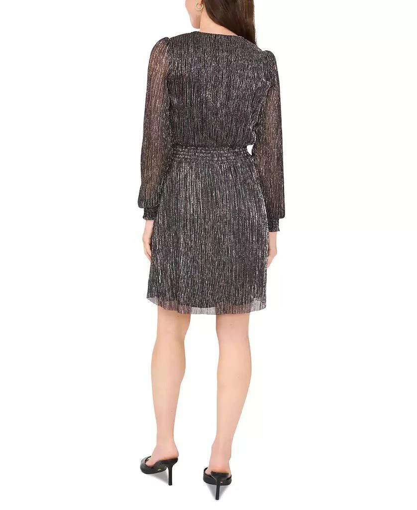 MSK Petite V-Neck Metallic-Threaded Smocked-Waist Dress 2
