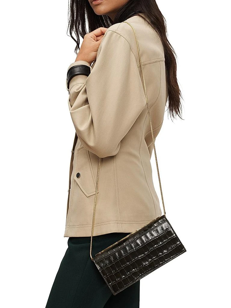 VERONICA BEARD Croc-Embossed Leather Clutch 3