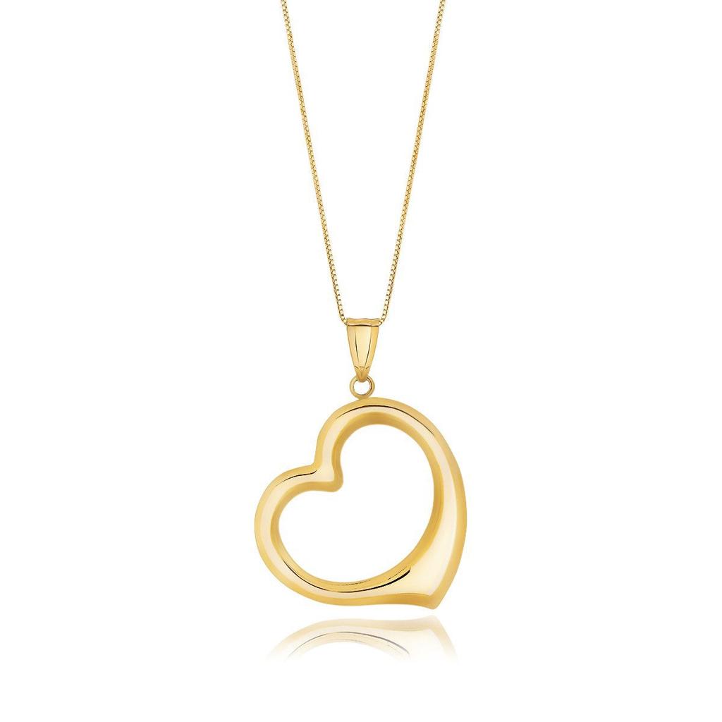 FASHNZFAB 14k Yellow Gold Floating Heart Drop Pendant
