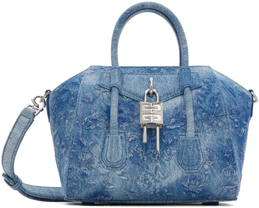 Givenchy Blue Mini Antigona Lock Denim Bag 1