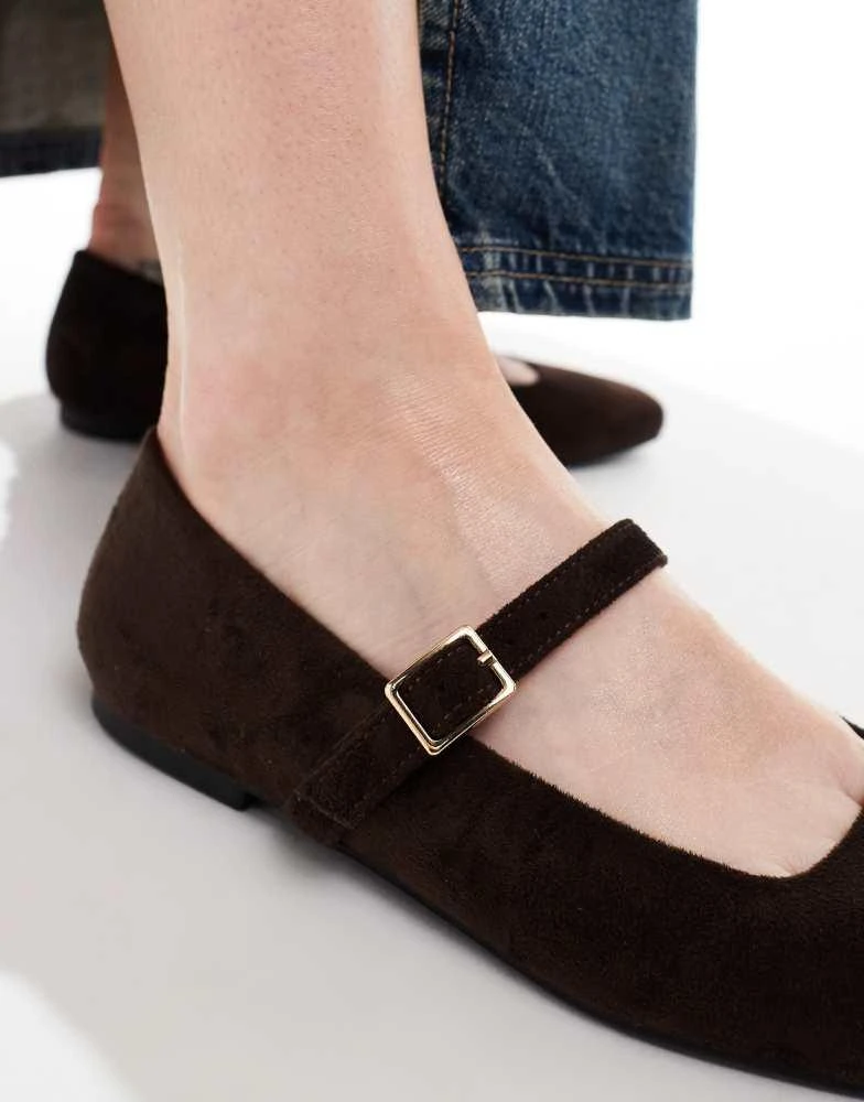 ASOS ASOS DESIGN Wide Fit Lottie Mary Jane ballet in brown 3