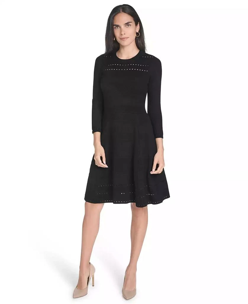 Jessica Howard Petite Textured Ottoman Fit and Flare Dress 1