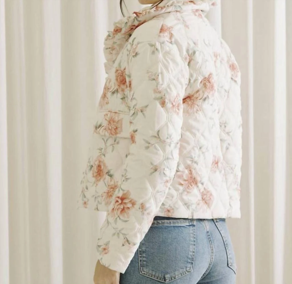 STORIA Storia - Addie Pastel Rose Print Quilted Puffer Jacket 3