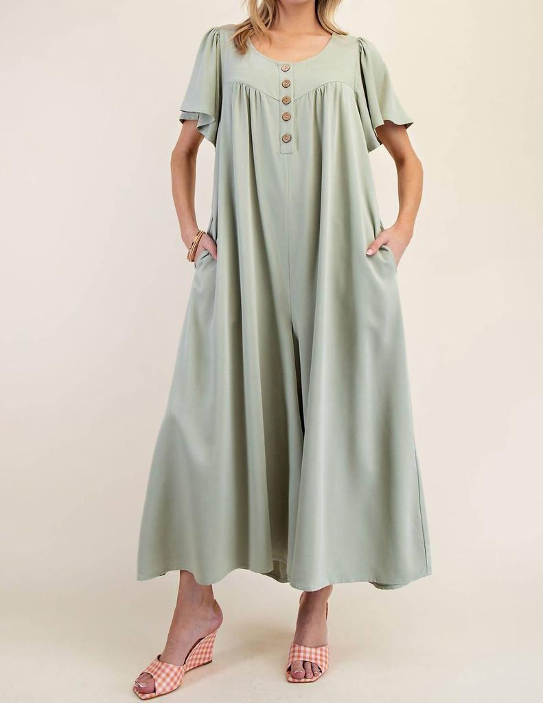 Easel Easel - Poly Woven Wide Leg Jumpsuit