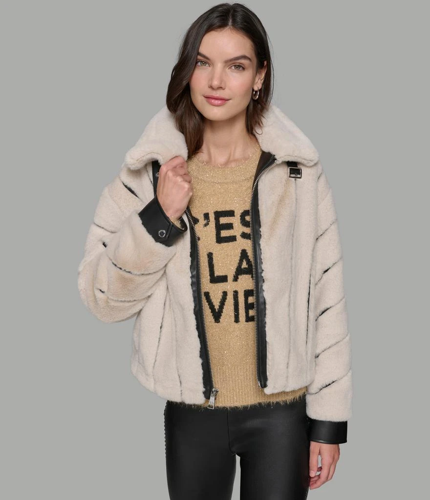 Karl Lagerfeld Paris CHANNEL FAUX MINK AND PU BOMBER 5
