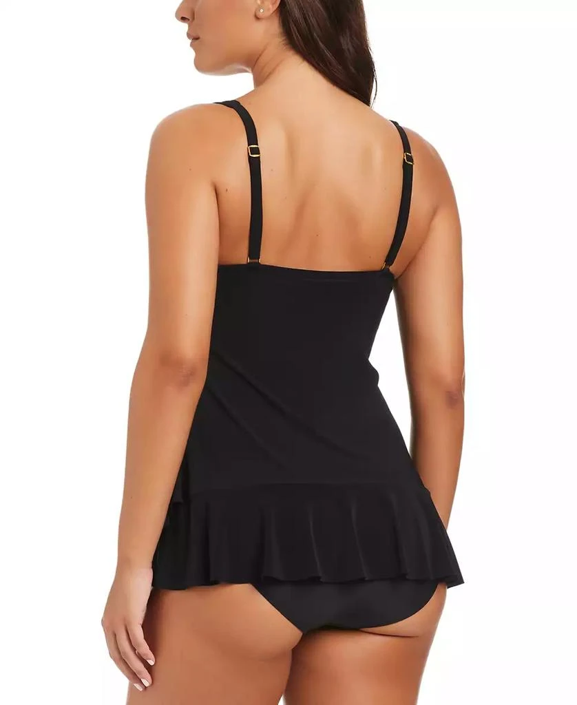 Beyond Control Women's Solid Essentials O-Ring Ruffled Swim Dress 2