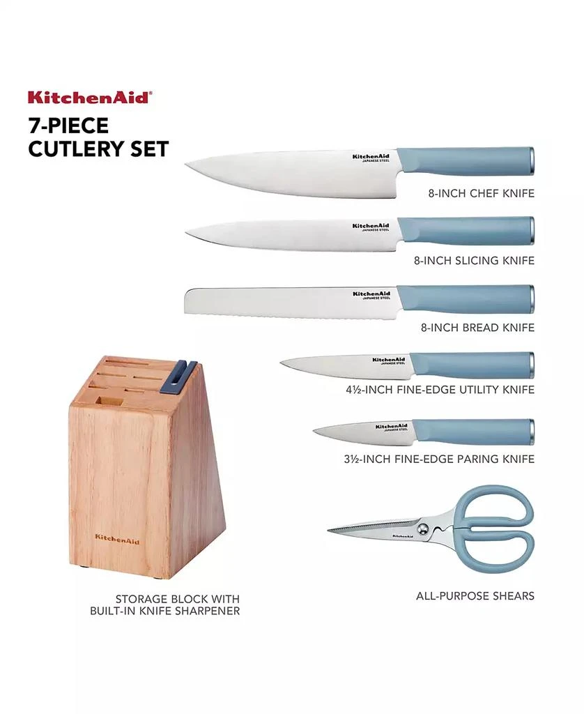 KitchenAid Classic 7-Pc. Japanese Steel Knife & Sharpener Block Set 3